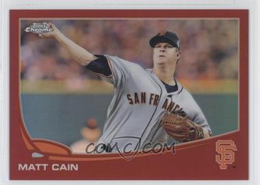 2013 Topps Chrome - [Base] - Red Refractor #8 - Matt Cain /25