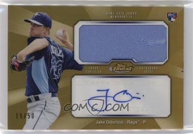 2013 Topps Finest - Autograph Jumbo Relic Rookie Refractor - Gold #AJR-JO - Jake Odorizzi /50 [EX to NM]