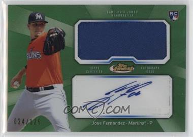 2013 Topps Finest - Autograph Jumbo Relic Rookie Refractor - Green #AJR-JFE - Jose Fernandez /125