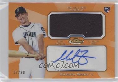 2013 Topps Finest - Autograph Jumbo Relic Rookie Refractor - Orange #AJR-MZ - Mike Zunino /99