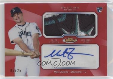 2013 Topps Finest - Autograph Jumbo Relic Rookie Refractor - Red #AJR-MZ - Mike Zunino /25