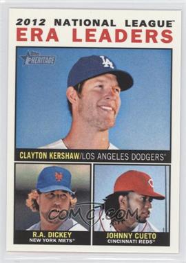 2013 Topps Heritage - [Base] #1 - League Leaders - Clayton Kershaw, R.A. Dickey, Johnny Cueto