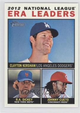 2013 Topps Heritage - [Base] #1 - League Leaders - Clayton Kershaw, R.A. Dickey, Johnny Cueto