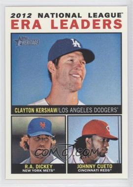 2013 Topps Heritage - [Base] #1 - League Leaders - Clayton Kershaw, R.A. Dickey, Johnny Cueto