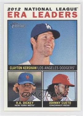 2013 Topps Heritage - [Base] #1 - League Leaders - Clayton Kershaw, R.A. Dickey, Johnny Cueto