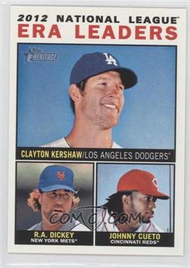 2013 Topps Heritage - [Base] #1 - League Leaders - Clayton Kershaw, R.A. Dickey, Johnny Cueto