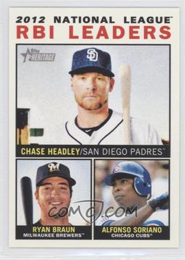 2013 Topps Heritage - [Base] #11 - League Leaders - Chase Headley, Ryan Braun, Alfonso Soriano