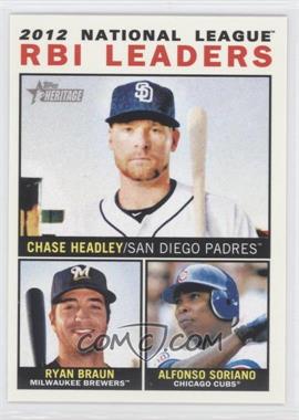 2013 Topps Heritage - [Base] #11 - League Leaders - Chase Headley, Ryan Braun, Alfonso Soriano