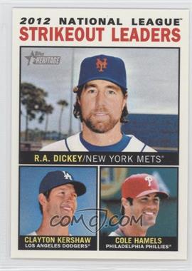 2013 Topps Heritage - [Base] #5 - League Leaders - R.A. Dickey, Clayton Kershaw, Cole Hamels