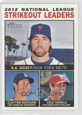 2013 Topps Heritage - [Base] #5 - League Leaders - R.A. Dickey, Clayton Kershaw, Cole Hamels