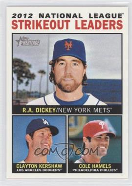 2013 Topps Heritage - [Base] #5 - League Leaders - R.A. Dickey, Clayton Kershaw, Cole Hamels