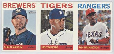 2013 Topps Heritage - Boxloader Ad Panel #MVW - Ron Washington, Shaun Marcum, Jose Valverde (l)