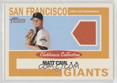 2013 Topps Heritage - Clubhouse Collection Relics #CCR-MC - Matt Cain