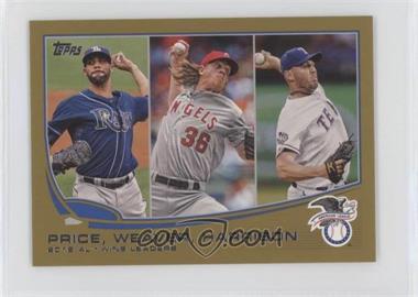 2013 Topps Mini - [Base] - Gold #95 - 2012 AL Wins Leaders (David Price, Jered Weaver, Matt Harrison) /62