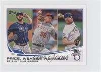 2012 AL Wins Leaders (David Price, Jered Weaver, Matt Harrison)