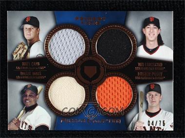 2013 Topps Museum Collection - Primary Pieces Four Player Quad Relics - Copper #PPFQR-21 - Matt Cain, Tim Lincecum, Willie Mays, Buster Posey /75