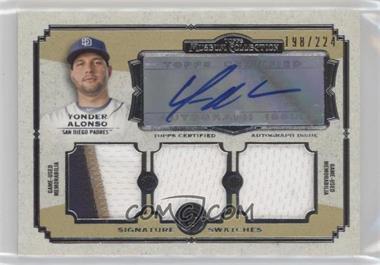 2013 Topps Museum Collection - Signature Swatches Autograph Triple Relics #SSATR-YA - Yonder Alonso /224