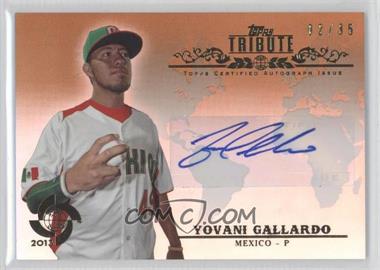 2013 Topps Tribute WBC - Autographs - Sepia-Tone #WTA-YG3 - Yovani Gallardo /35