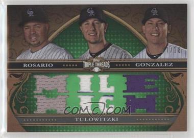 2013 Topps Triple Threads - Relic Combos - Emerald #TTRC-RTG - Troy Tulowitzki, Carlos Gonzalez, Wilin Rosario /18