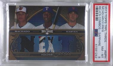 2013 Topps Triple Threads - Relic Combos - Sapphire #TTRC-MPH - Manny Machado, Jurickson Profar, Matt Harvey /3 [PSA 8 NM‑MT]