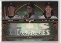 Buster Posey, Matt Cain, Tim Lincecum #/36