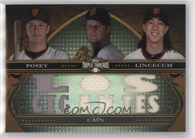 2013 Topps Triple Threads - Relic Combos #TTRC-PCL - Buster Posey, Matt Cain, Tim Lincecum /36