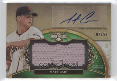 2013 Topps Triple Threads - Unity Autograph Jumbo Relics - Emerald #UAJR-MC1 - Matt Cain /50