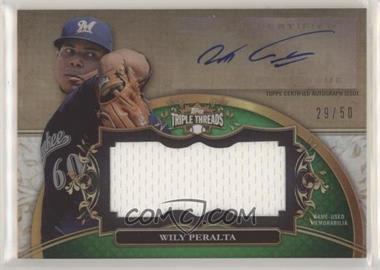 2013 Topps Triple Threads - Unity Autograph Jumbo Relics - Emerald #UAJR-WP2 - Wily Peralta /50
