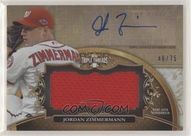 2013 Topps Triple Threads - Unity Autograph Jumbo Relics - Sepia #UAJR-JZ1 - Jordan Zimmermann /75