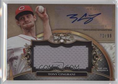 2013 Topps Triple Threads - Unity Autograph Jumbo Relics #UAJR-TC2 - Tony Cingrani /99