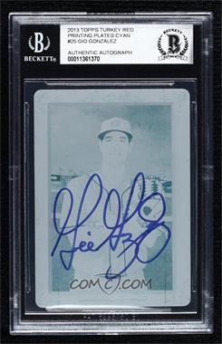 2013 Topps Turkey Red - [Base] - Printing Plate Cyan #25 - Gio Gonzalez /1 [BAS BGS Authentic]