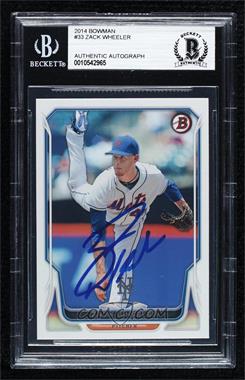 2014 Bowman - [Base] #33 - Zack Wheeler [BAS BGS Authentic]