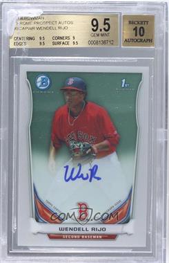 2014 Bowman - Prospect Autographs Chrome #BCAP-WR - Wendell Rijo [BGS 9.5 GEM MINT]