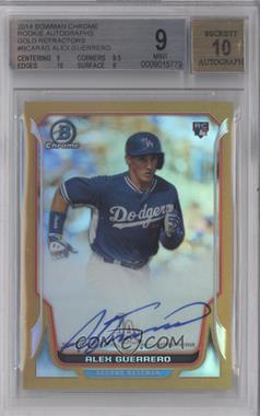 2014 Bowman - Rookie Autographs - Chrome Gold Refractor #BCAR-AG - Alex Guerrero /50 [BGS 9 MINT]