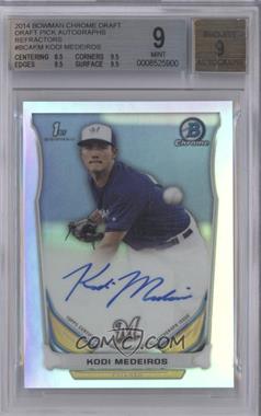 2014 Bowman Draft - Chrome Draft Pick Autographs - Refractor #BCA-KM - Kodi Medeiros [BGS 9 MINT]