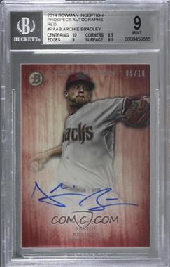 2014 Bowman Inception - Prospect Autographs - Red #PA-AB - Archie Bradley /10 [BGS 9 MINT]