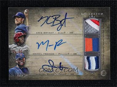 2014 Bowman Inception - Triple Autographed Patch #TAP-BFS - Kris Bryant, Maikel Franco, Miguel Sano /5