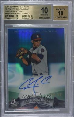 2014 Bowman Platinum - Autographed Prospects - Blue Refractor #AP-CCO - Carlos Correa /199 [BGS 10 PRISTINE]