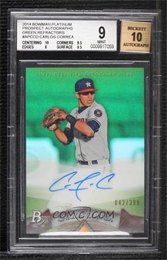 2014 Bowman Platinum - Autographed Prospects - Green Refractor #AP-CCO - Carlos Correa /399 [BGS 9 MINT]