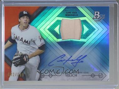 2014 Bowman Platinum - Autographed Relics - Blue Refractor #AR-CY - Christian Yelich /199