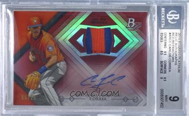 2014 Bowman Platinum - Autographed Relics - Red Refractor #AR-CC - Carlos Correa /25 [BGS 9 MINT]