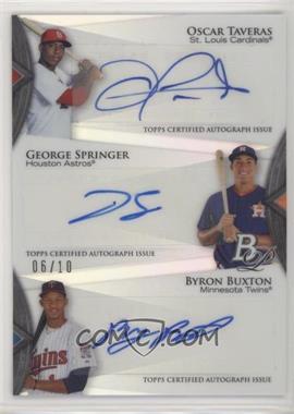 2014 Bowman Platinum - Triple Autographs #TA-TSB - Oscar Taveras, George Springer, Byron Buxton /10