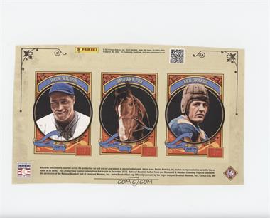 2014 Panini Golden Age - Hobby Box Bottom 3-card Panels - Blank Back #1-3 - Hack Wilson, Gallant Fox, Red Grange