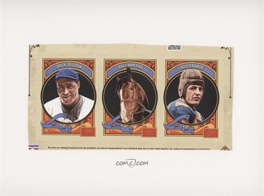 2014 Panini Golden Age - Hobby Box Bottom 3-card Panels - Blank Back #1-3 - Hack Wilson, Gallant Fox, Red Grange