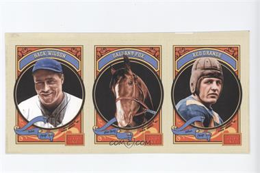 2014 Panini Golden Age - Hobby Box Bottom 3-card Panels - Blank Back #1-3 - Hack Wilson, Gallant Fox, Red Grange