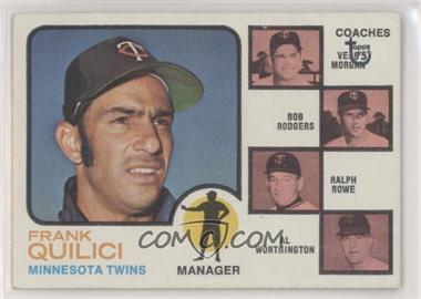 2014 Topps - 75th Anniversary Buybacks - Large Buyback Stamp #1973-49 - Frank Quilici, Vern Morgan, Bob Rogers, Ralph Rowe, Al Worthington (Trees in Coaches Background)