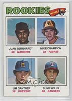 Rookie Infielders - Juan Bernhardt, Mike Champion, Jim Gantner, Bump Wills