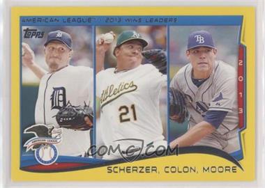 2014 Topps - [Base] - Retail Yellow #299 - League Leaders - AL Wins Leaders (Max Scherzer, Bartolo Colon, Matt Moore)