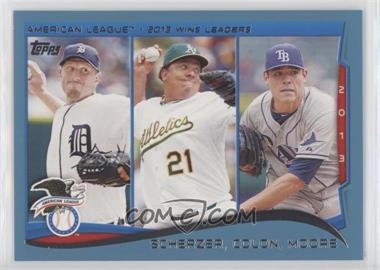 2014 Topps - [Base] - Wal-Mart Blue #299 - League Leaders - AL Wins Leaders (Max Scherzer, Bartolo Colon, Matt Moore)