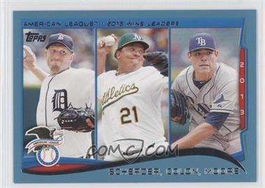 2014 Topps - [Base] - Wal-Mart Blue #299 - League Leaders - AL Wins Leaders (Max Scherzer, Bartolo Colon, Matt Moore)